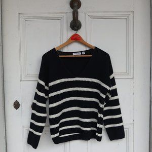 Blue and White Stripe Knit Sweater